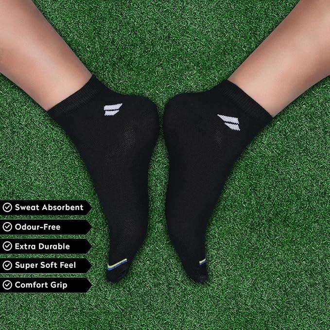 SJeware 12 Pairs Solid Cotton Ankle Length Socks for Men & Women, Multicolor, Pack of 12, Free Size