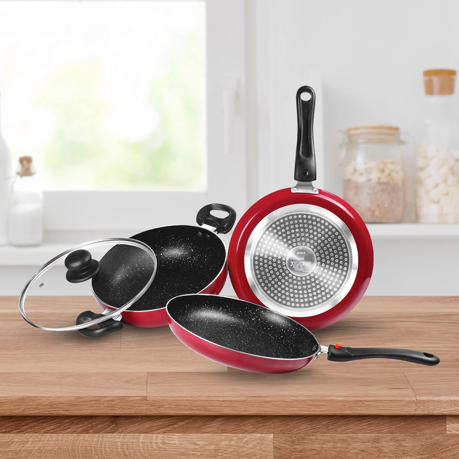 Milton Pro Cook Kitchen Jewel Set of 3 Non Stick Cookware | Induction and Gas Stove Friendly